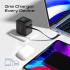 Promate Cubix-R70 70W GaNFast Charger with Retractable 80cm USB-C Cable, Dual USB-C PD 70W, USB-A 60W Port, 1.14” TFT Smart Display, UK Plug, Compact Wall Adapter for MacBook, iPhone 17, Galaxy Black